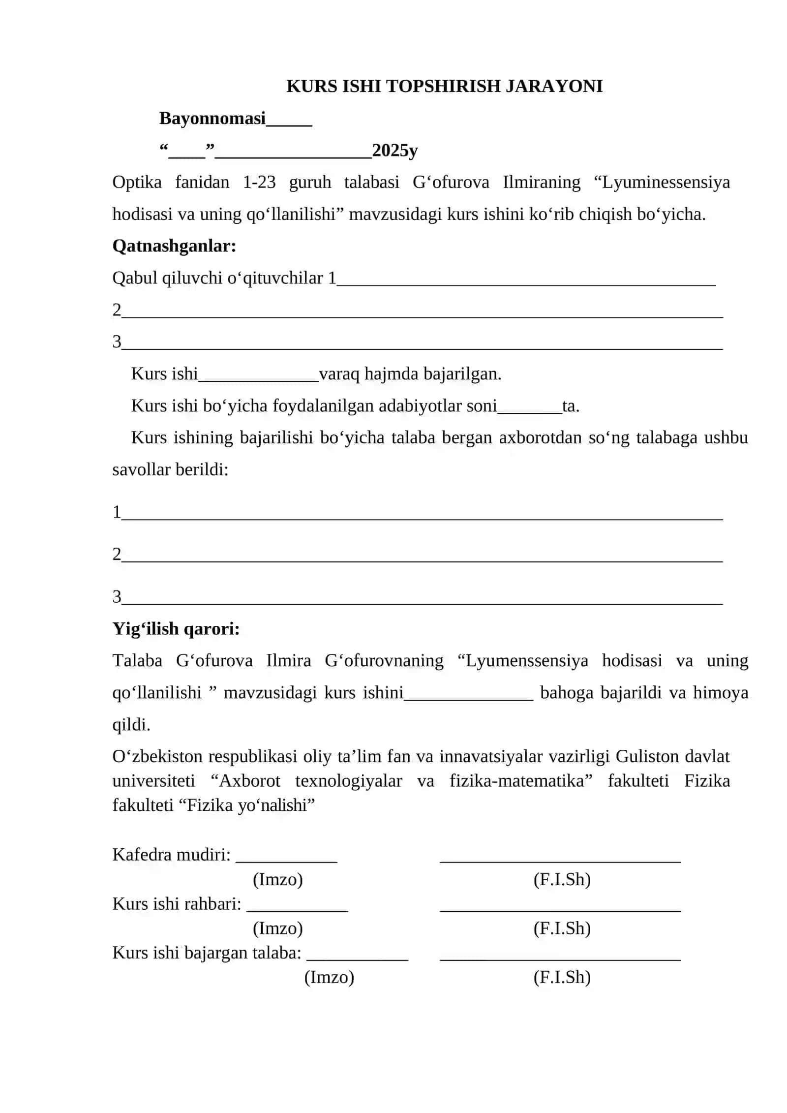 LYUMINESSENSIYA HODISASI VA UNING QO‘LLANILISHI 2