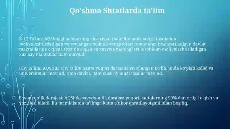 Iqtisodi Rivojlangan Davlatlarda Ta'lim Tizimi 2
