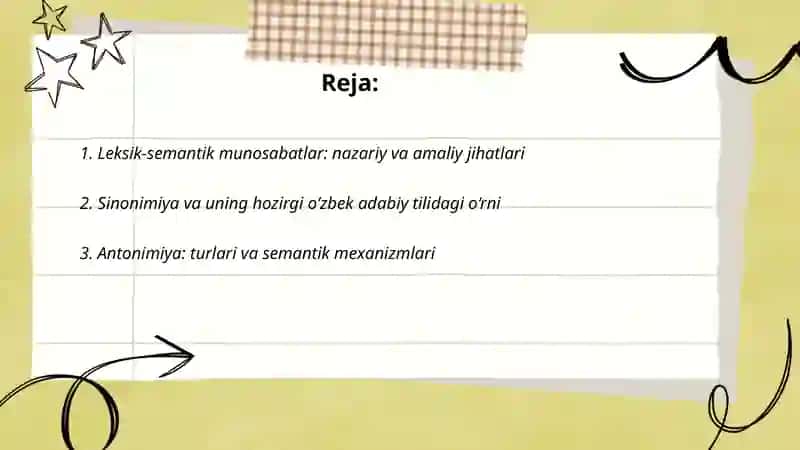 HOZIRGI O‘ZBEK ADABIY TILIDA LEKSIK-SEMANTIK MUNOSABATLAR 2