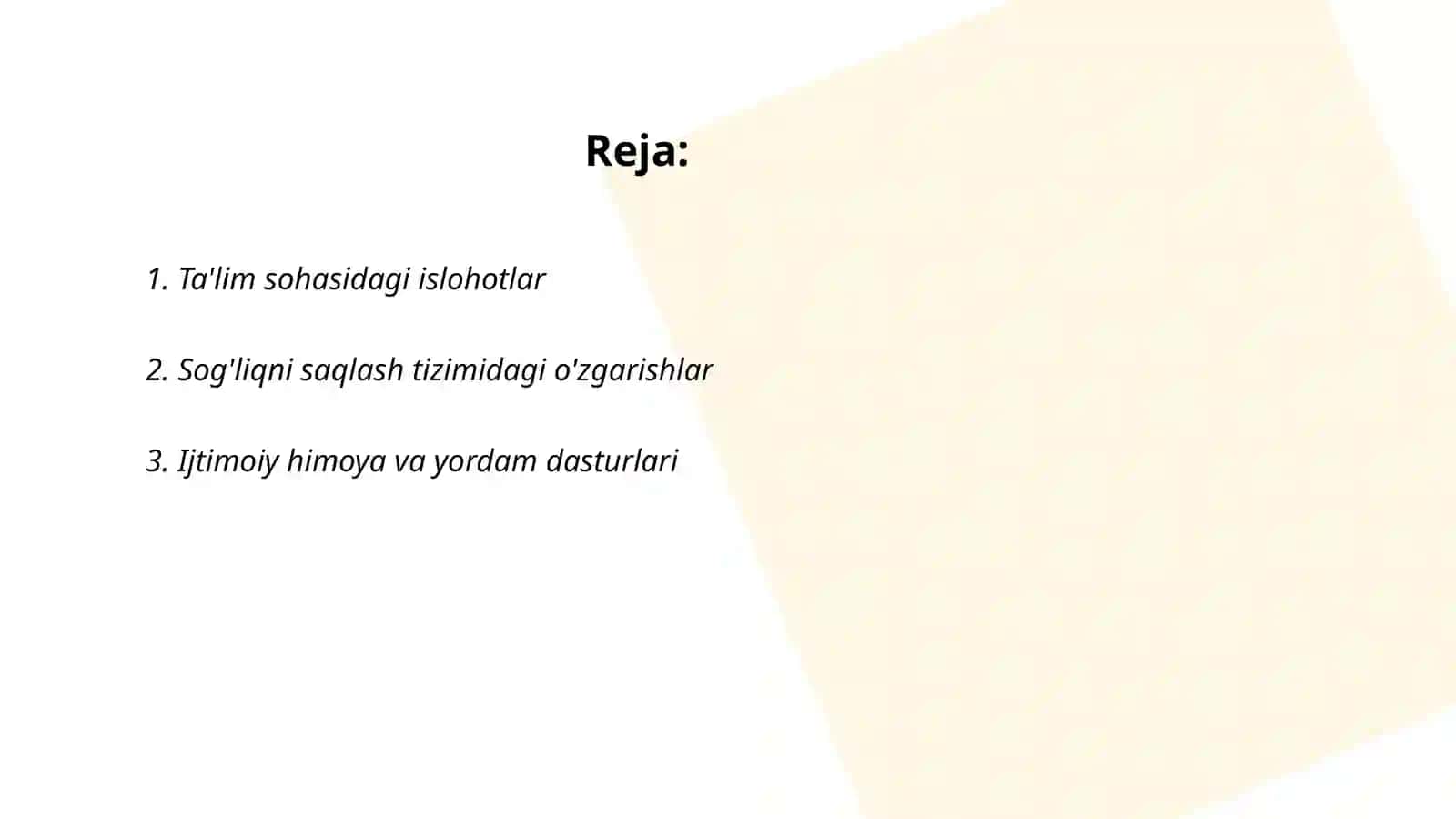 Ta'lim sohasidagi islohotlar 2