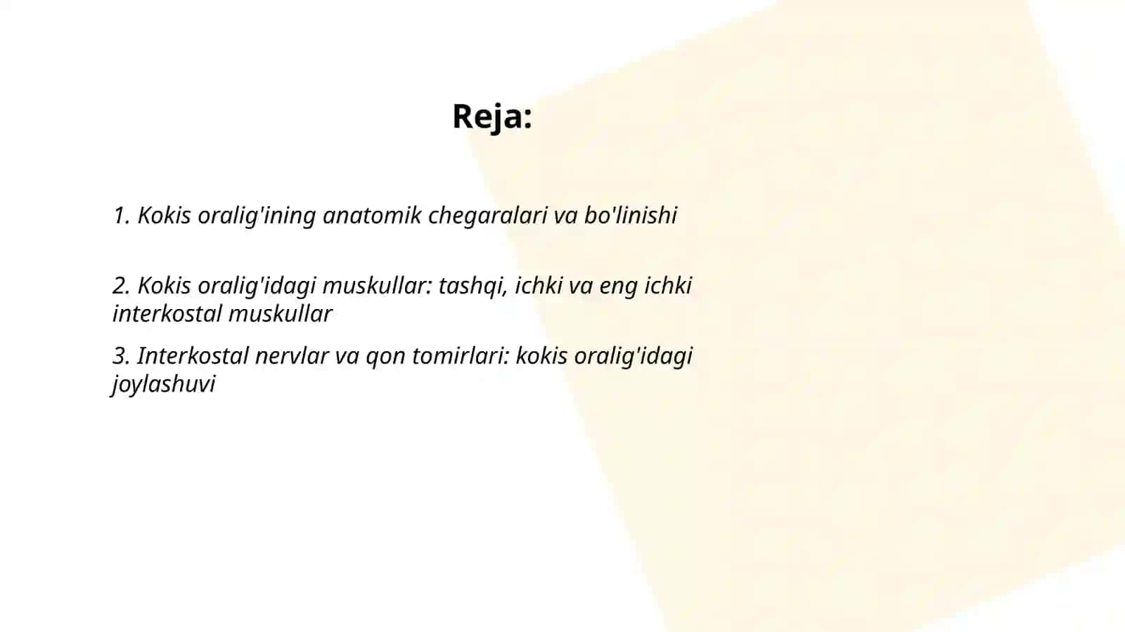 Kokis oraligi va plevra 2