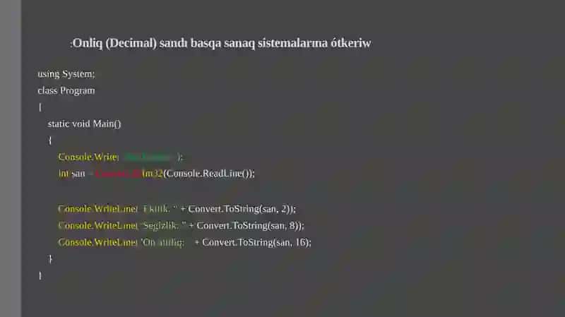 C# programmalastiriw 2