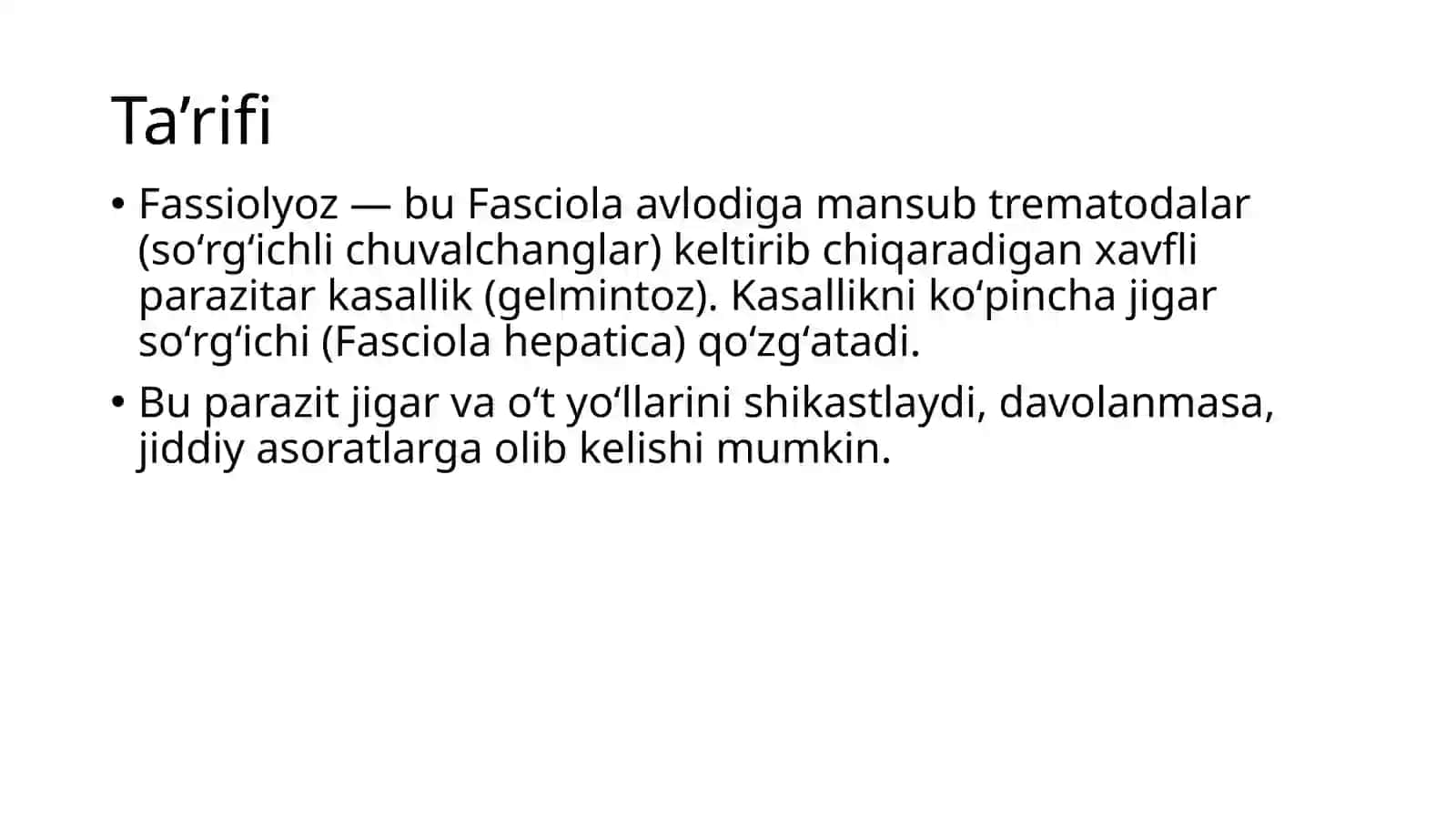Fasciolyoz (jigarqurti) 2