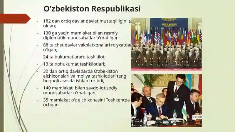 Ўзбекистоннинг халқаро ташкилотлар билан ҳамкорлик алоқалари 2