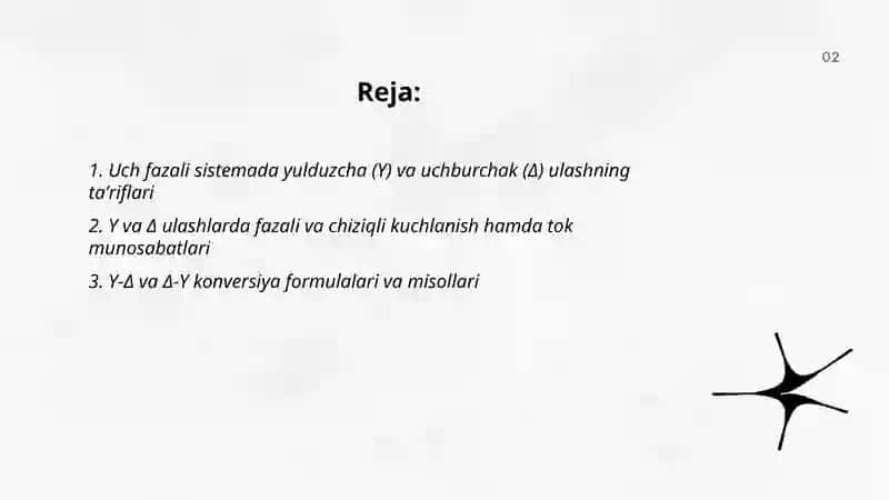Uch fazali sistemani yulduzcha va uchburchak ulash usullari 2