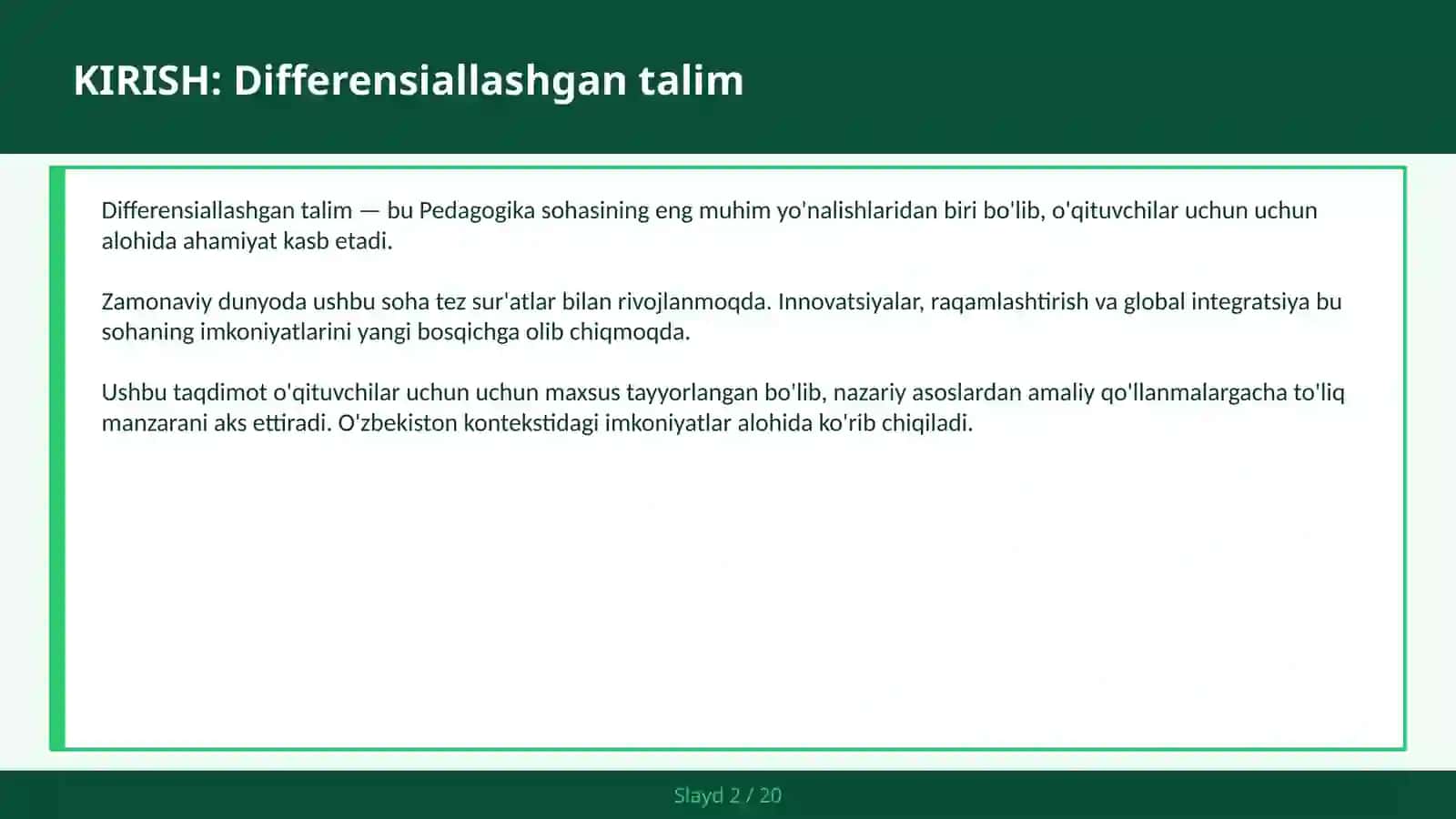 Differensiallashgan talim 2