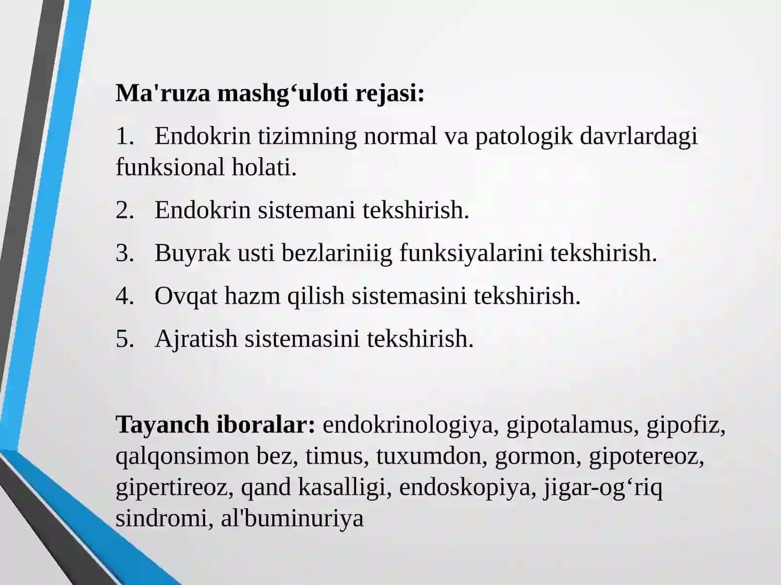 Sportchilardanormal va patologik davrlaridaendokrin,oshqozon-ichak,siydiktiziminingxususiyatlari 2