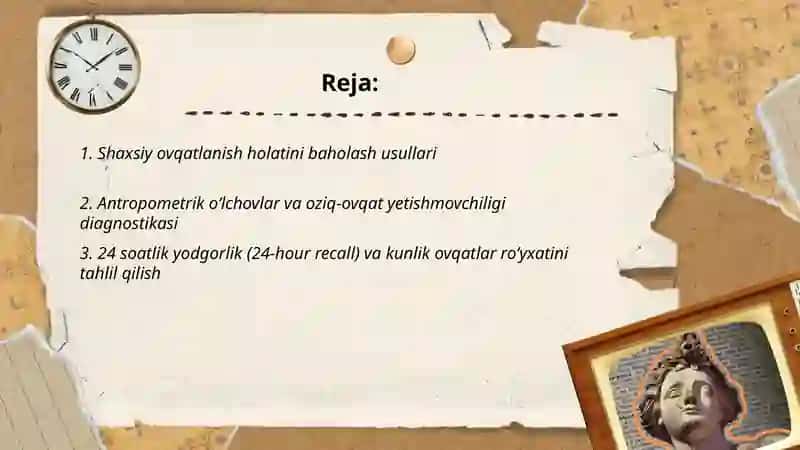 Shaxsiy ovqatlanishning adekvatligini oʻrganish va baholash 2