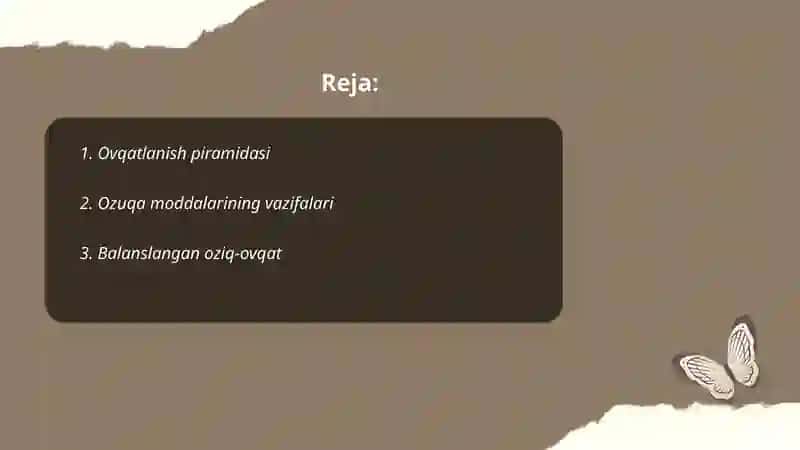 Ovqatlanish nazariyalari 2