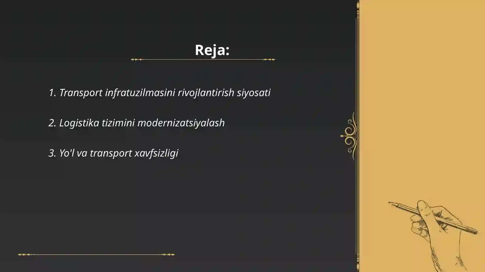 Davlatning transport logistika siyosati 2