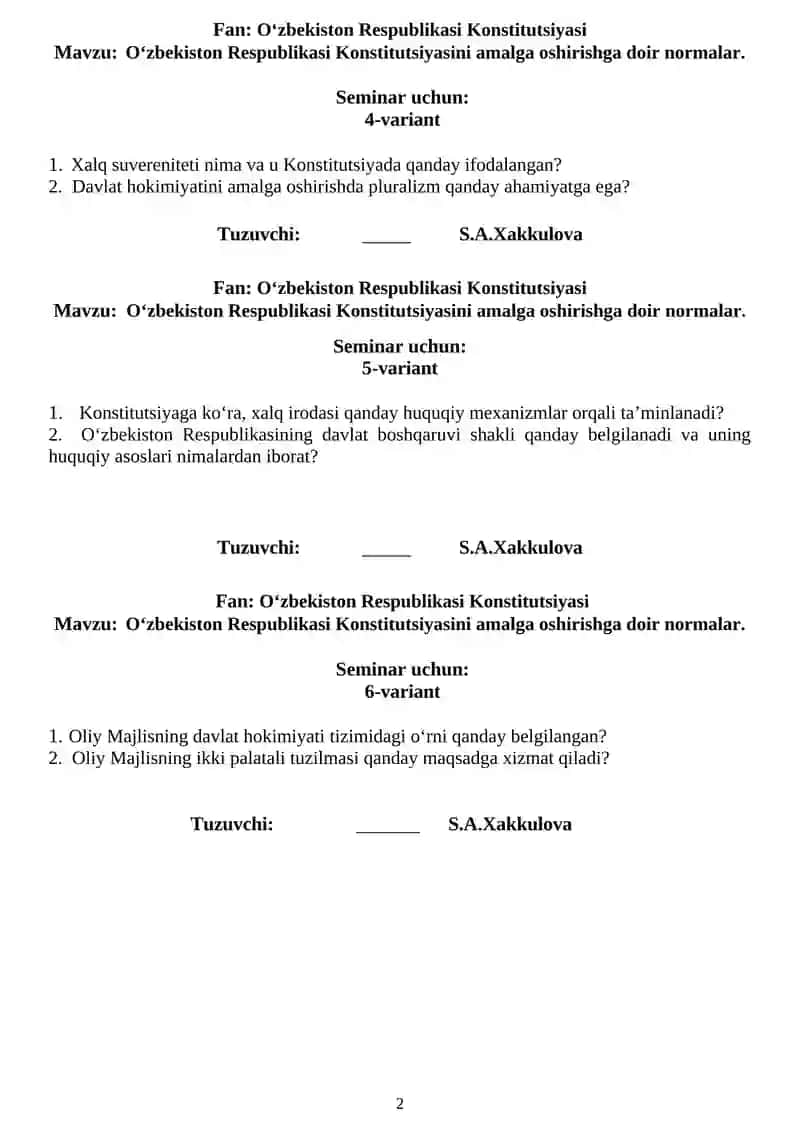 O‘zbekiston Respublikasi Konstitutsiyasi 2