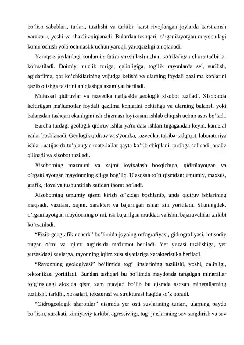 Qidirish va Razvedka Qilishning Geologik Xujjatlashtirish 2