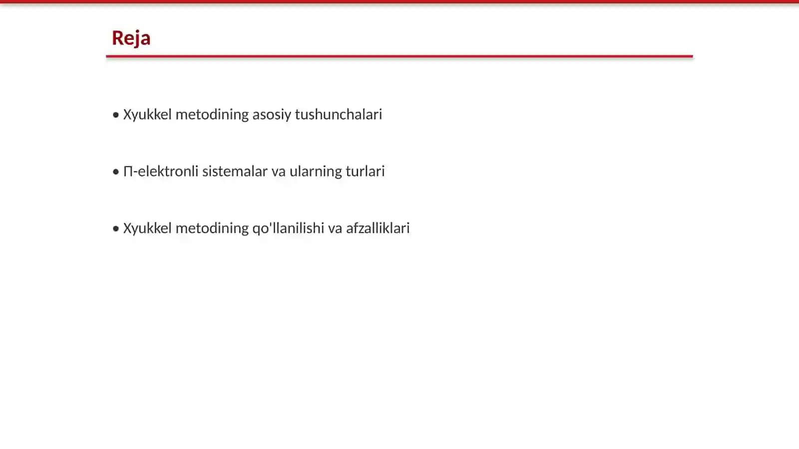 П-elektronli sistemalar uchun Xyukkel metodi 2