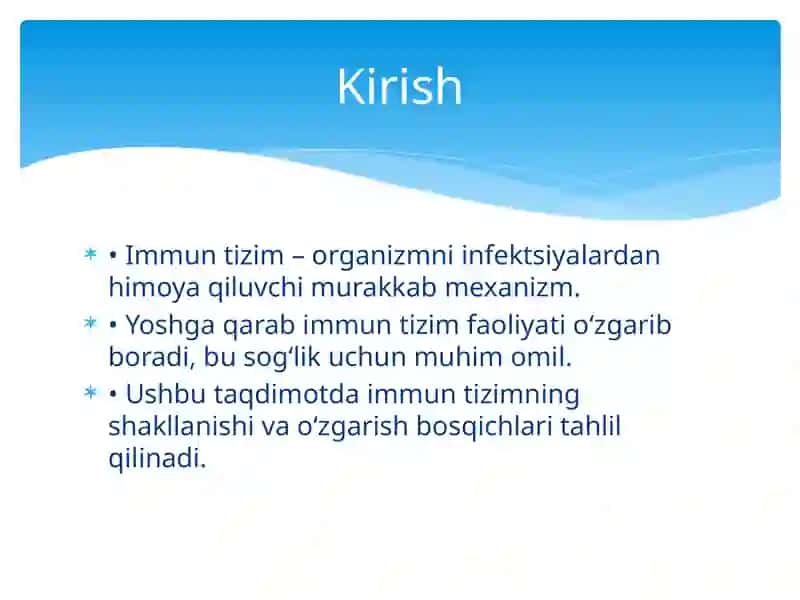 Immunizimining shakllanishi va yoshga qarab o‘zgarishi 2