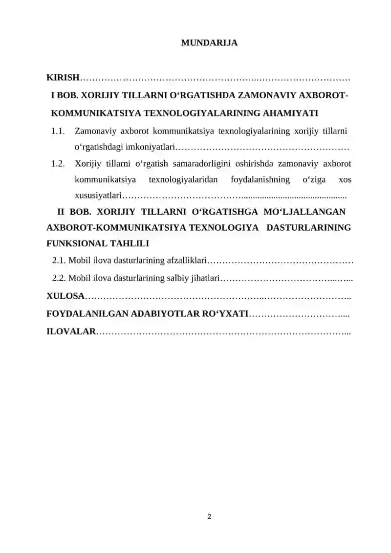DIPLOM ISHI Arab tilini o‘rgatishga mo‘ljallangan mobil ilovalar samaradorligi tahlili 2
