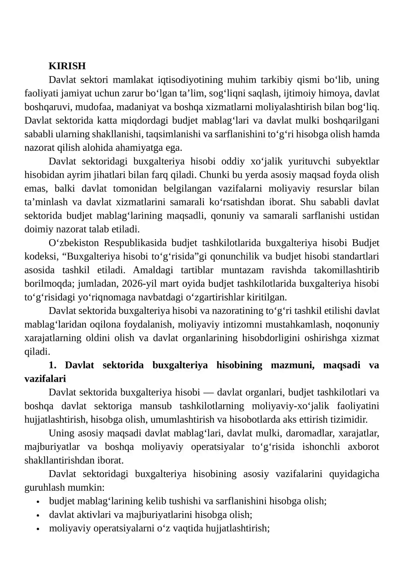 Davlat Sektorida Buxgalteriya Hisobi va Nazoratining Mazmuni 2