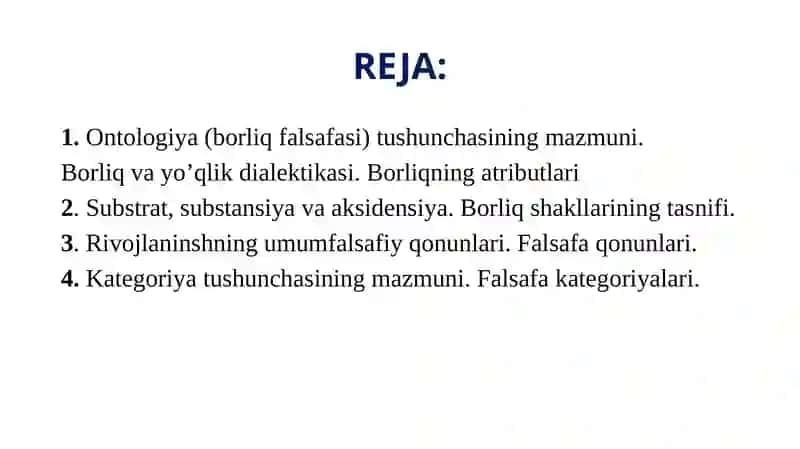 Borliq va rivojlanish falsafasi. 2