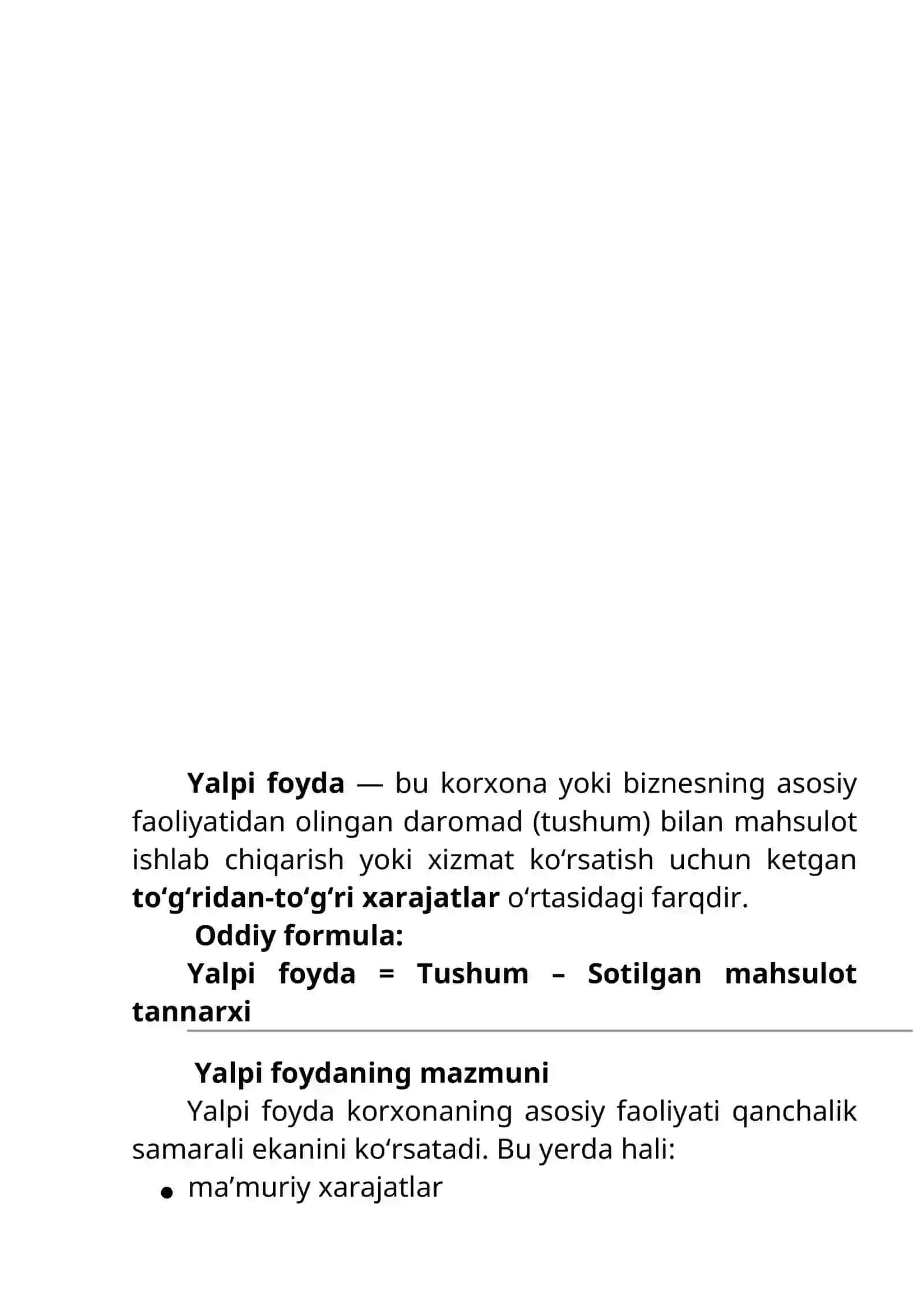 Foyda shakllanishi tahlili 2