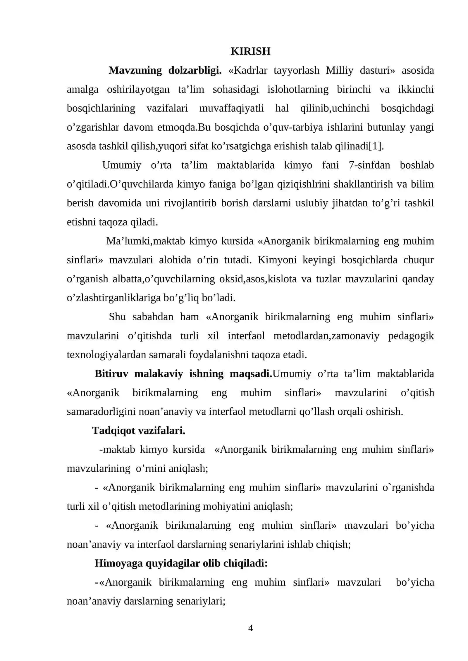 Maktab kimyo kursida noorganik birikmalarning asosiy sinflarini o’qitish metodikasi 2
