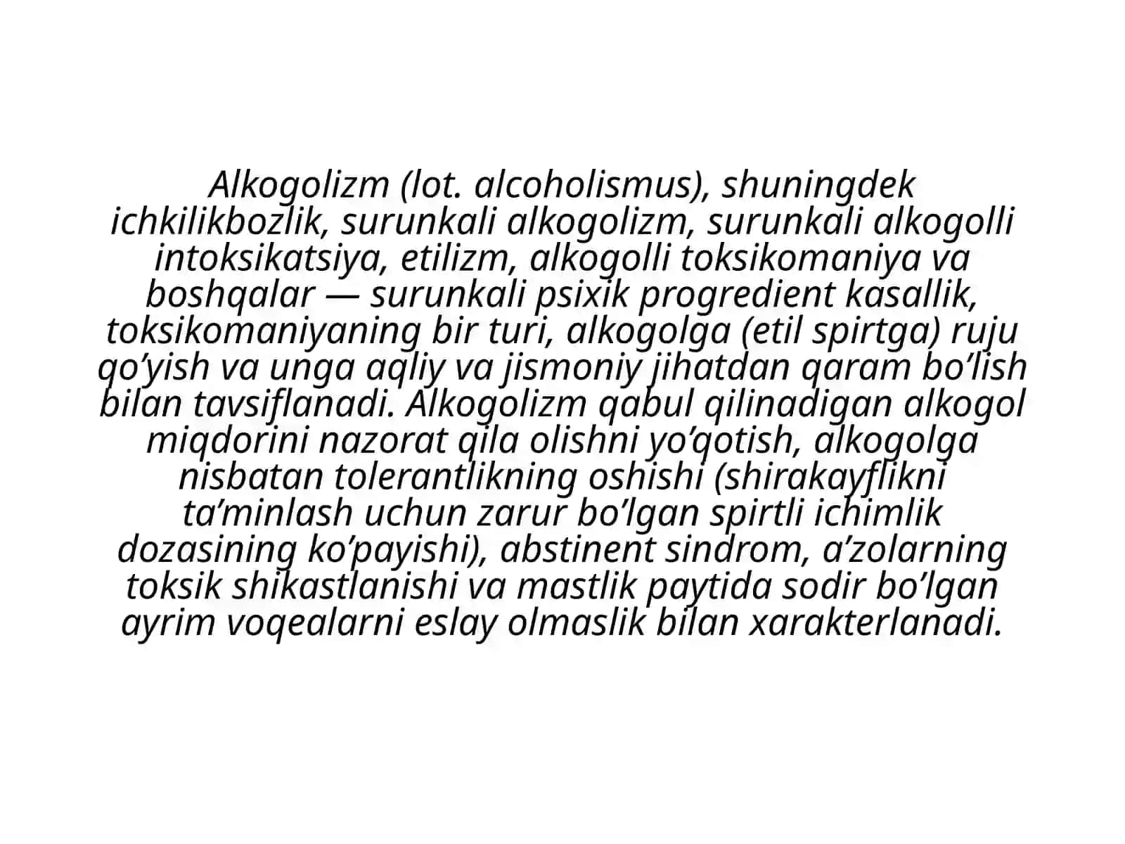 Alkogolizm va uning asoratlari. Alkogolizmning homilaga ta'siri . 2