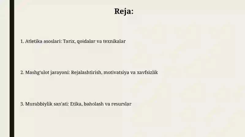 Yengilatletika bilan shug'ullantirish va unio'rgatish asoslari 2