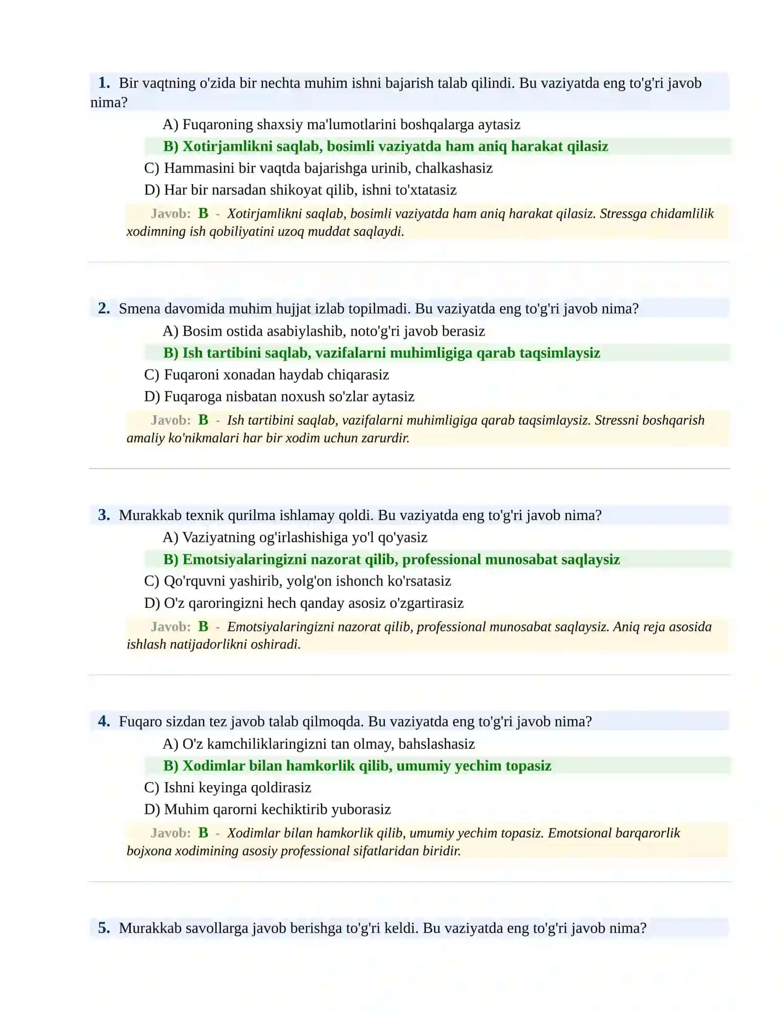BOJXONA XIZMATIGA ISHGA KIRISH PSIXOLOGIK SINOV Testlari 2
