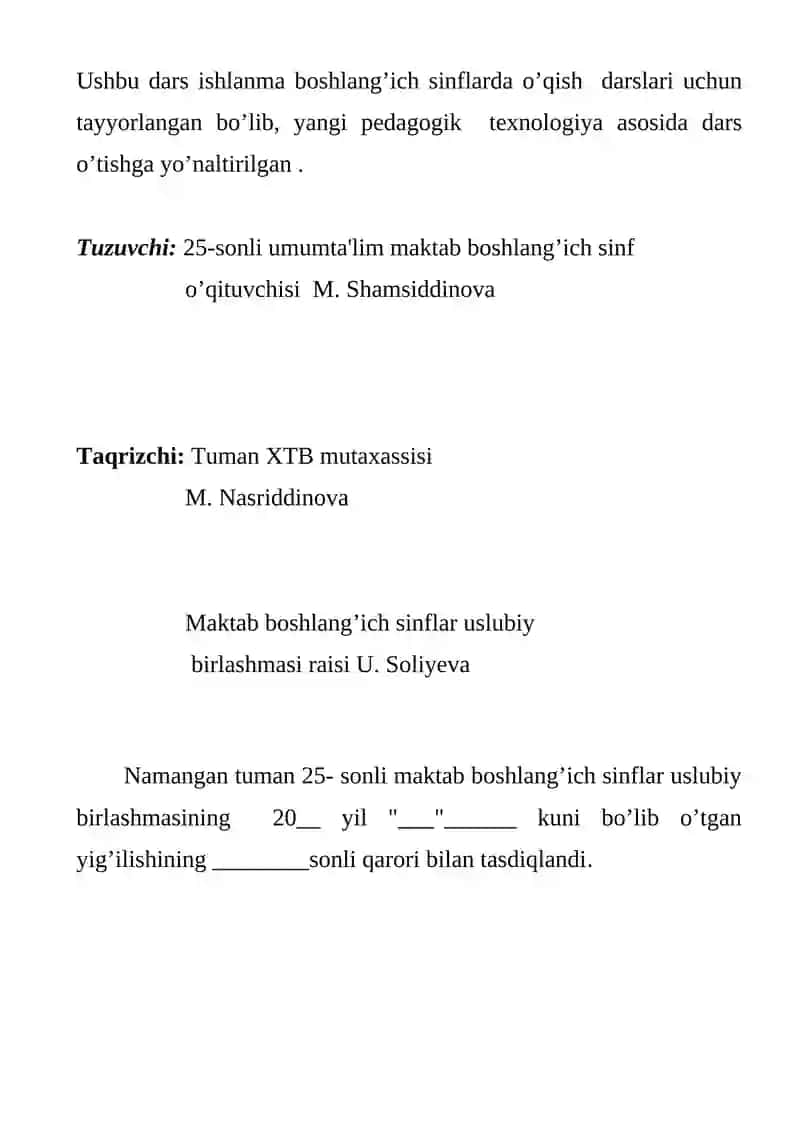 Yil fasllari dars ishlanmasi 2