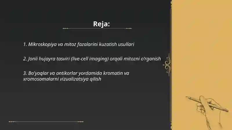 Biologiyaning oʻrganish usullari va mitoz jarayoni 2