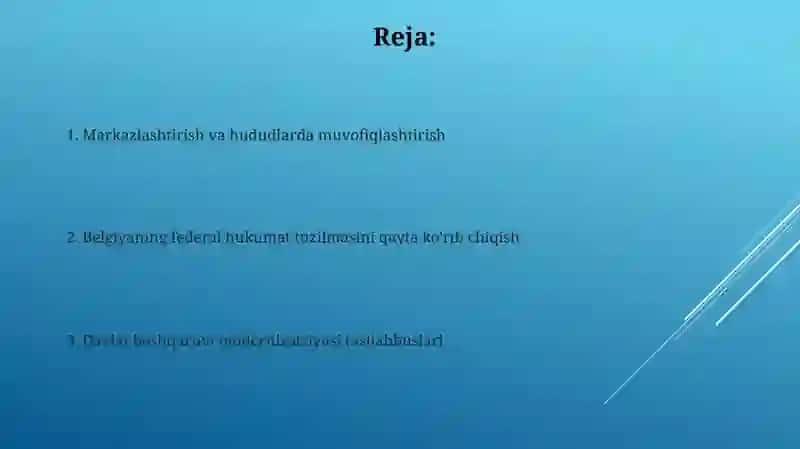 Belguyada menejment sohasidagi islohotlar 2