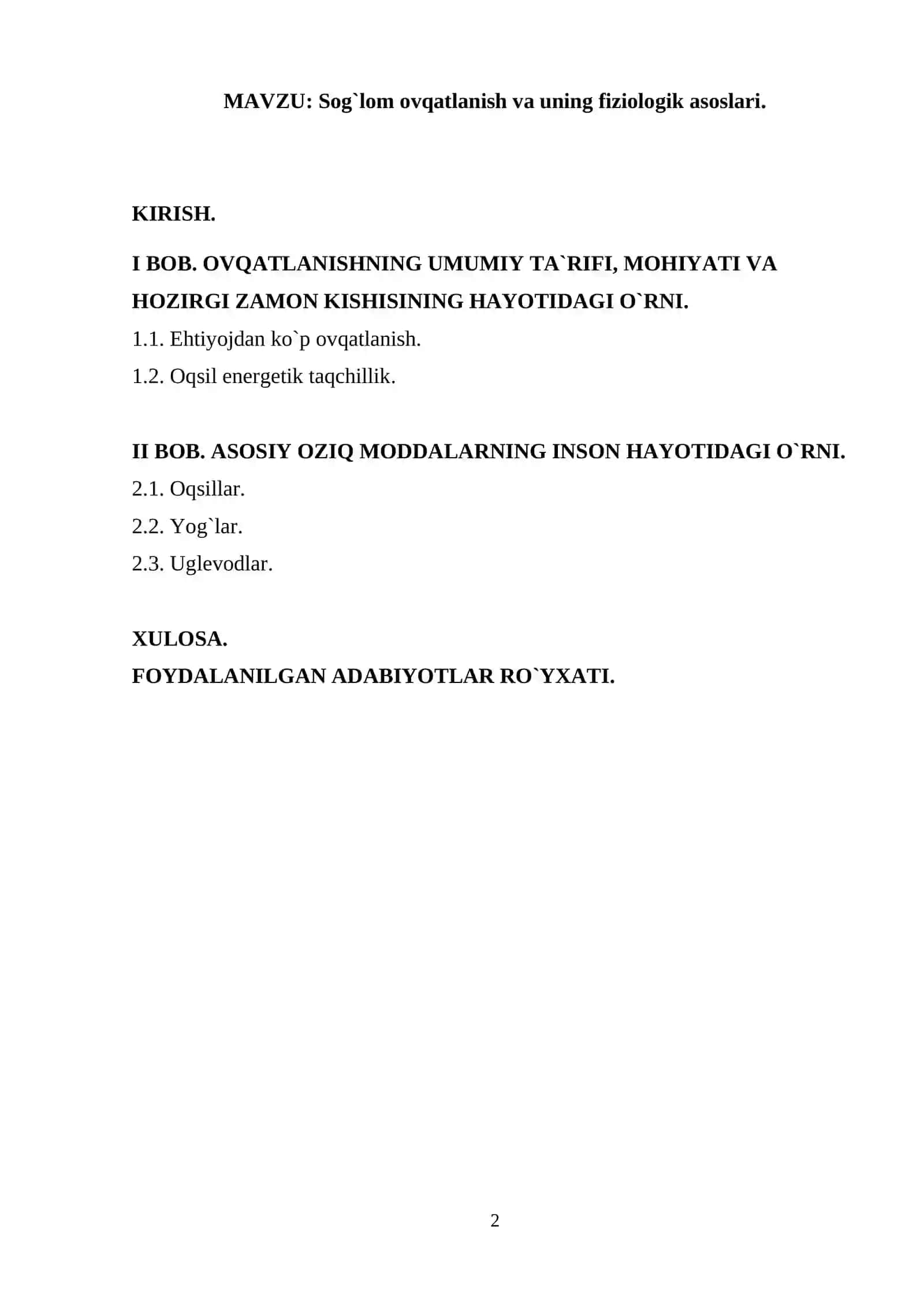 Sog`lom ovqatlanish va uning fiziologik asoslari 2