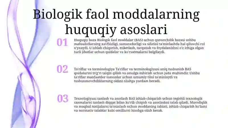 Biologik Faol Moddalarning Qonunchilik Va Normativ Bazasi 2