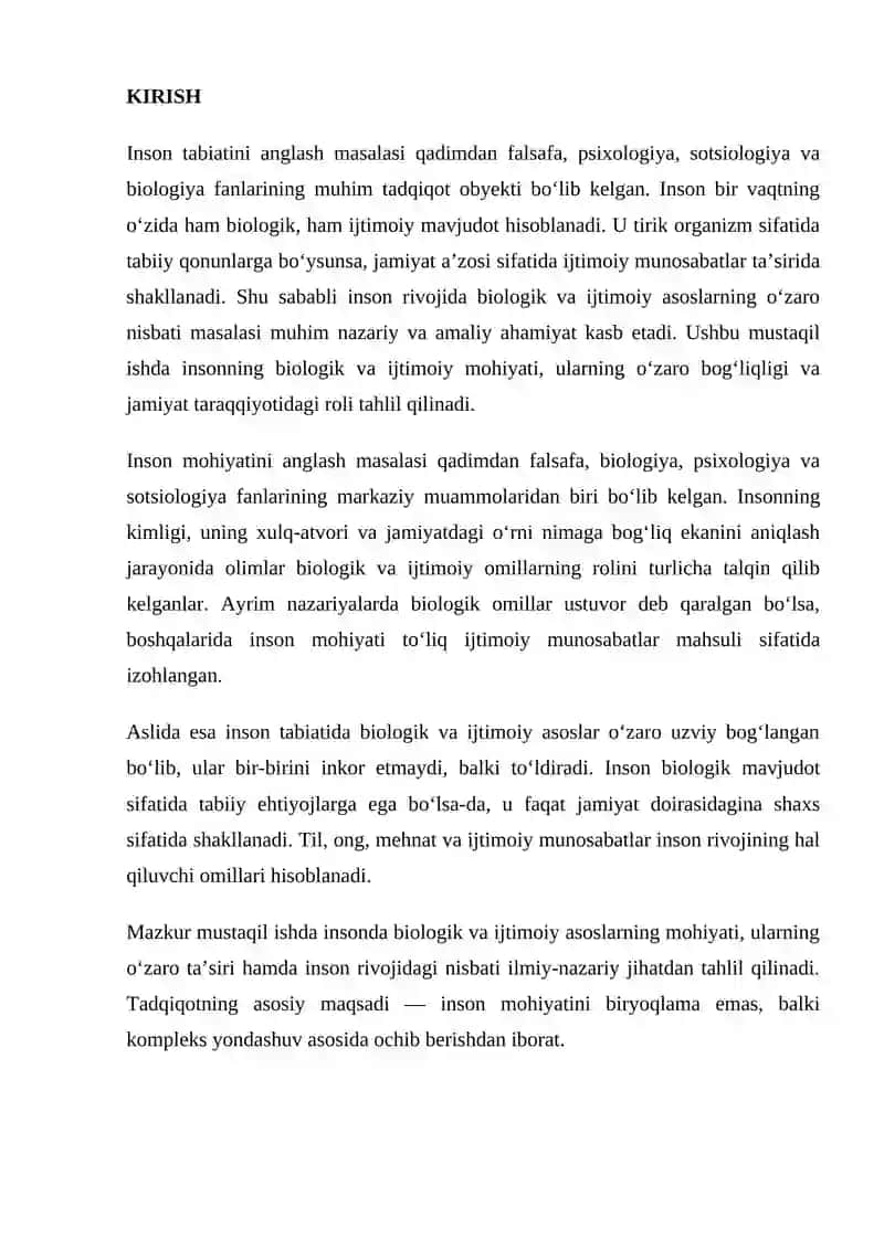 INSONDA BIOLOGIK VA IJTIMOIY ASOSLARNING O‘ZARO NISBATI 2
