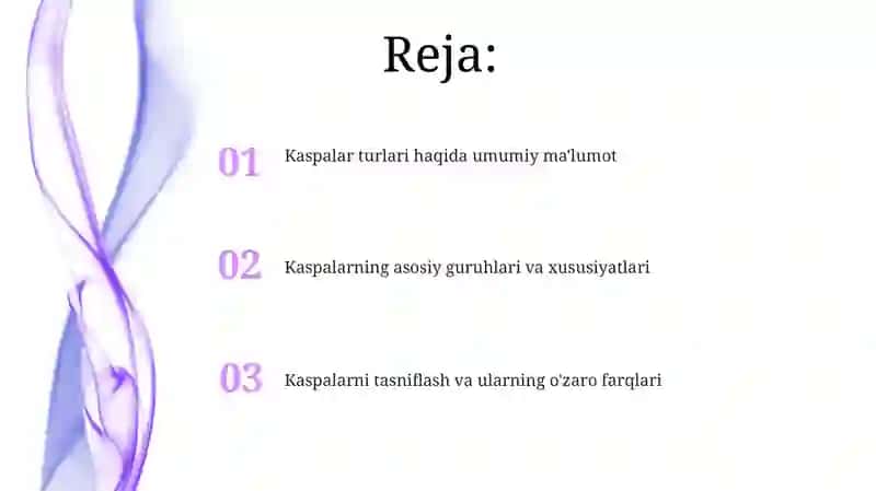 Kasplar tiplari, turkumlari,guruhlari haqida ma'lumot 2