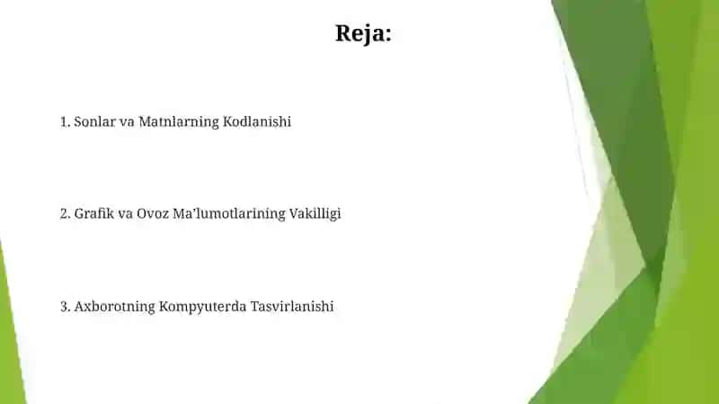 Axborotlarni kompyuterda tasvirlanishi 2
