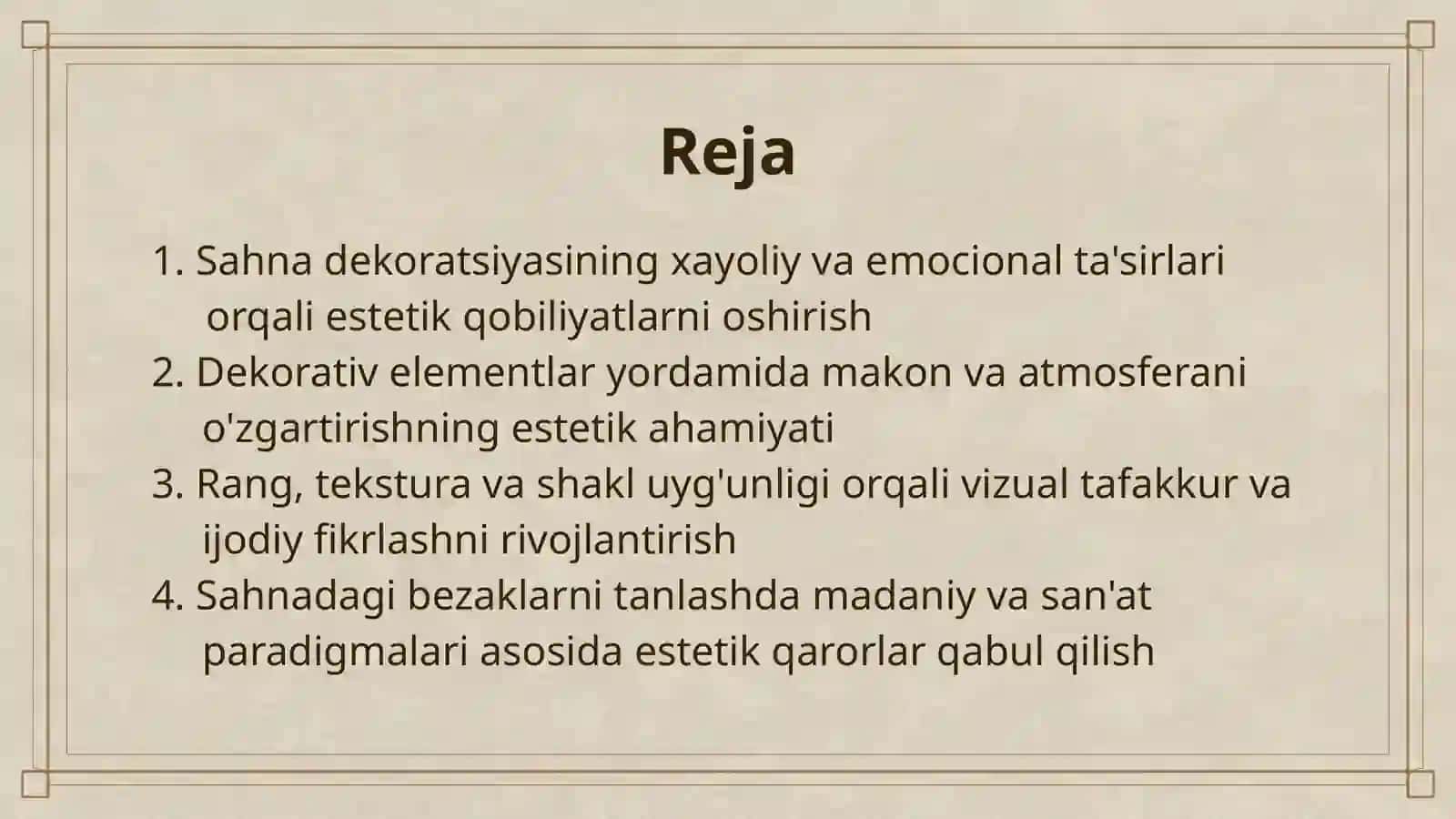 SAHNA DEKORATSIYASI VA BEZAKLI ELEMENTLAR ORQALI ESTETIK TAFAKKURNI RIVOJLANTIRISH 2