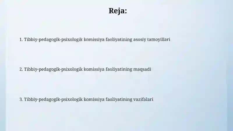 Tibbiy-pedagogik-psixologik komissiya faoliyatining maqsadi, asosiy tamoyillari va vazifalari 2