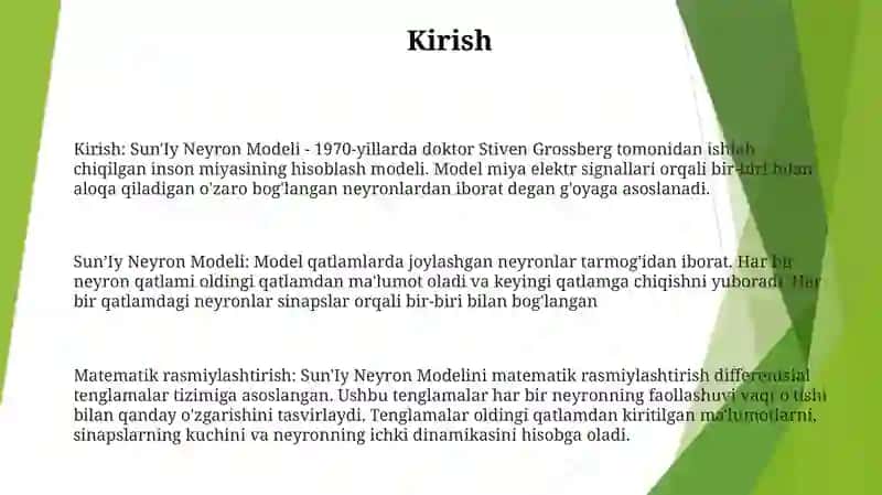 Sun'Iy Neyron Modeli 2