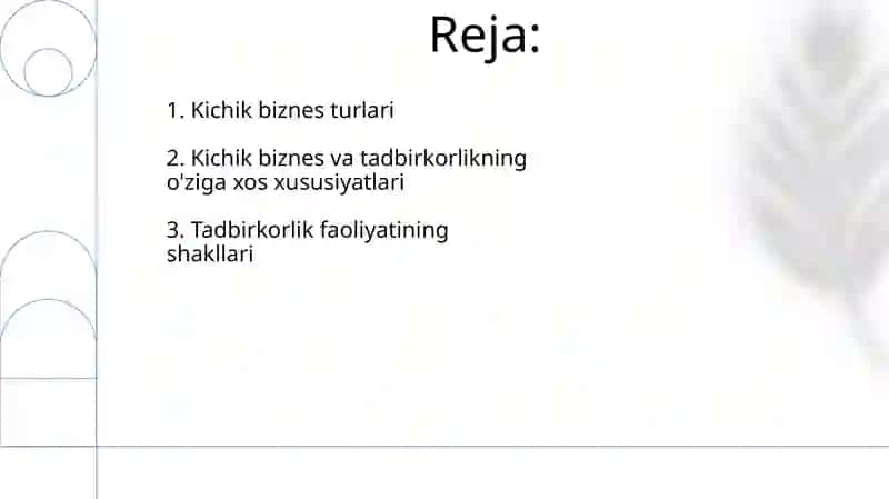 Kichik biznes va tadbirkorlik faoliyatining turlari 2