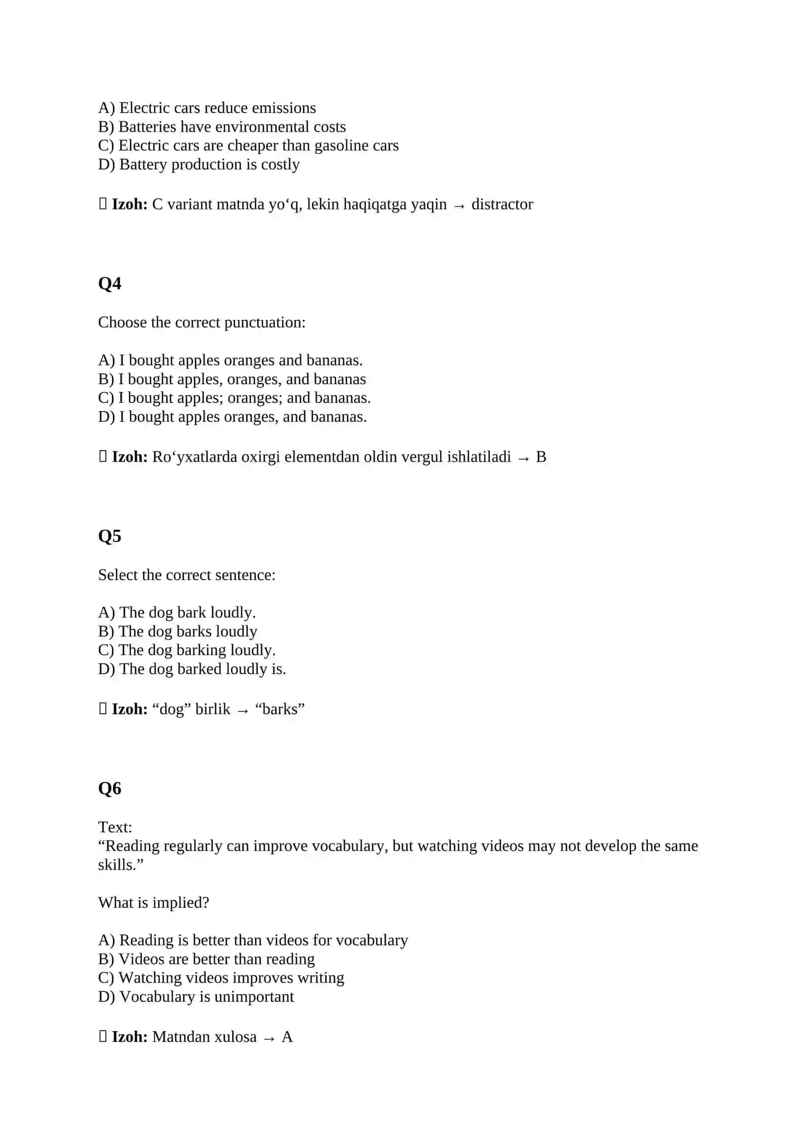 SAT STYLE TEST WITH ANSWERS 2