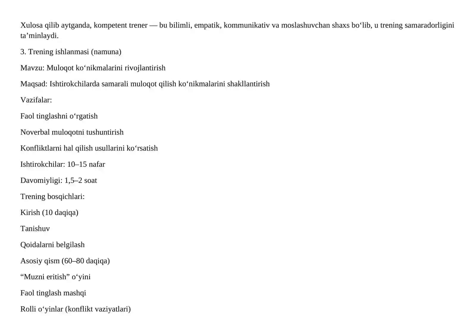 Psixologik trening asoslari. Topshiriq javoblar 2