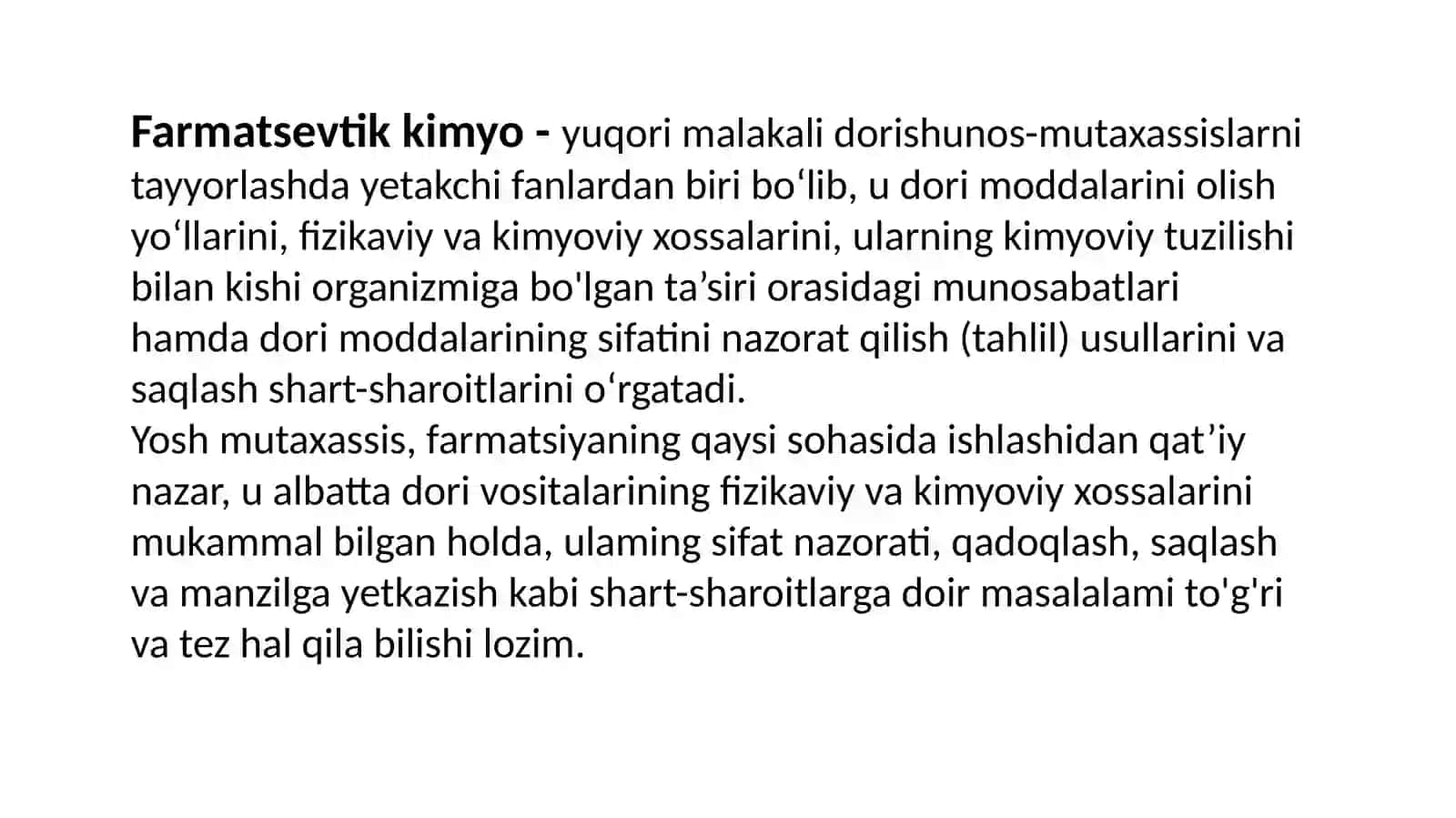 Farmasevtik kimyo moduli 2
