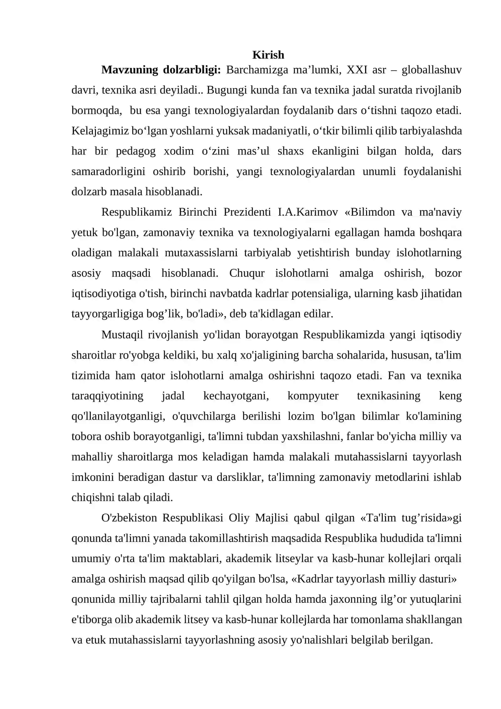 Informatika fanini o’qitishda innovatsion uslublarni ishlab chiqish va ularni dars jarayoniga tadbiq etish 2