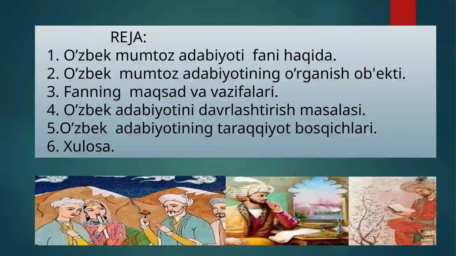 O‘zbekmumtozadabiyotining shakllanishi, taraqqiyot bosqichlari va asosiy yo‘nalishlari 2