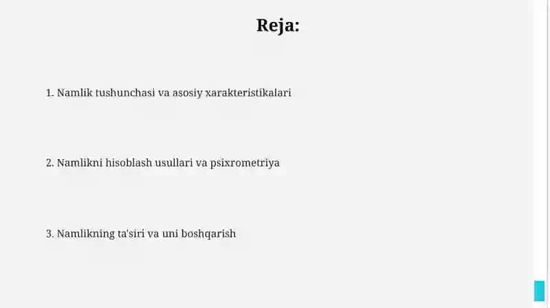 Namlik. Namlik nisbatlari va ularning hisoblari 2