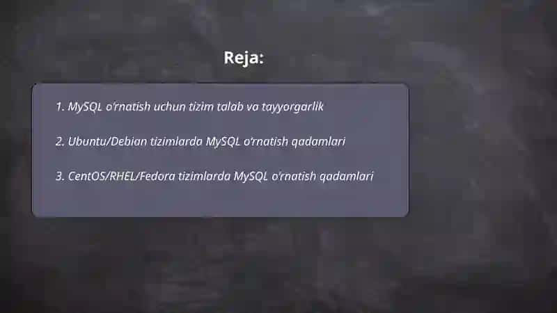 MySQL ma'lumotlar bazasini boshqarish tizimi 2