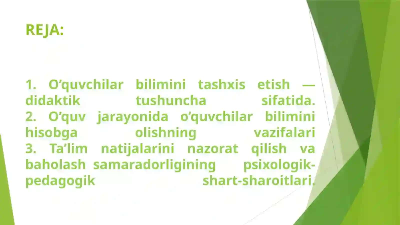 Ta'lim natijalarini nazorat qilish va baholash 2