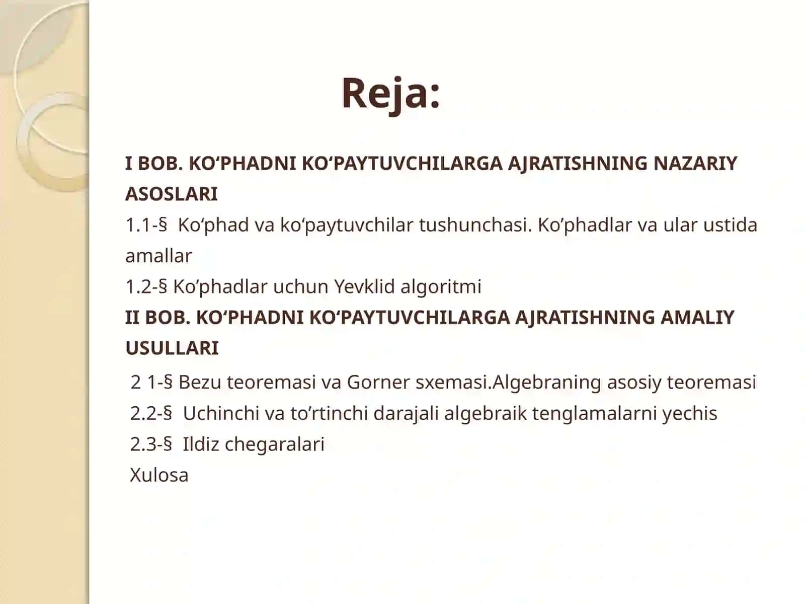 Ko’phadni ko’paytuvchilarga ajratishning turli usullari 2