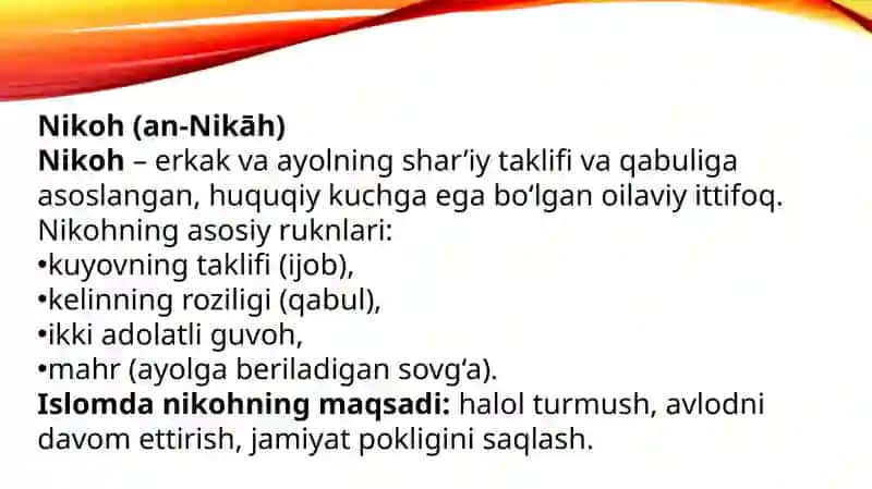 Islom huquqshunosligida oila, nikoh, taloq, idda va zihor 2