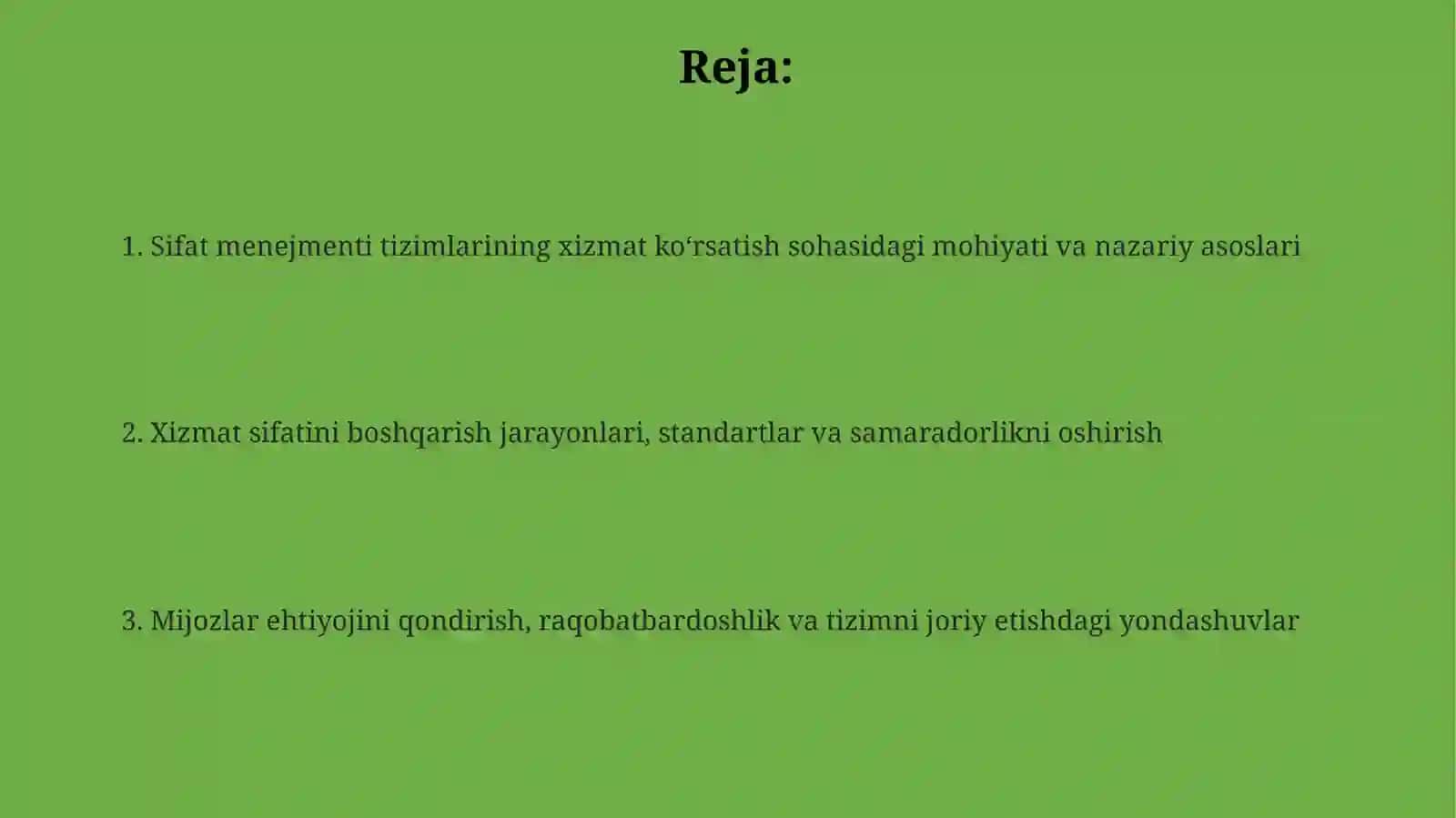 Xizmat kórsatish sohalarida sifat menijmenti tizimining ahamiyati 2