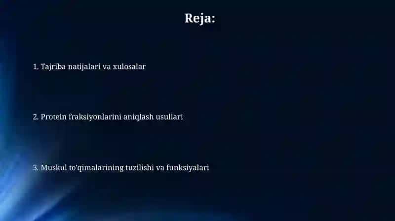 Muskul to'qimasi,oqsil fraksiyalarini aniqlash 2